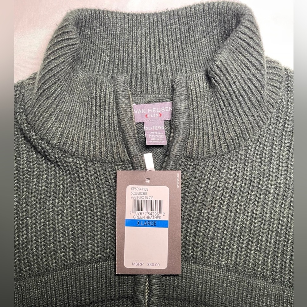 Van Heusen dark green mens sweater - Picture 3 of 4